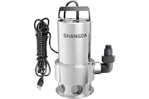 SHANGDA Sump Pump Submersible 1.6HP Dirty/Clean Water Transfer Pump 5500GPH Portable Electric Water Pump for Pool Draining Hot Tub Flooded Basement Ponds Garden Yard with Adapters