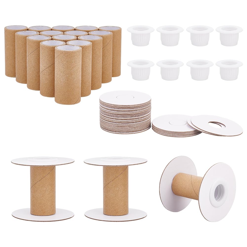 PH PandaHall 16 Sets Empty Paper Thread Spools, Wire Weaving Bobbins Paper Sewing Spools Detachable Thread Ribbon Holder for Yarn Cord Embroidery Sewing DIY Arts Crafts, 50mm/1.97"