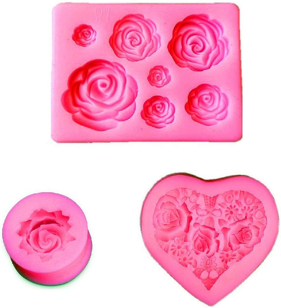 DEVIN0705 Rose Silicone Mold,Small Soap Clay Chocolate Baking Tool DIY Cake Silicone Mold for Baby Shower Party Birthday Party Cake Decoration (Small Rose Mold)