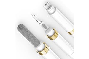 GOALSEN ECP4in1 for Airpod Cleaner Kit Equipped with a Flocked Sponge a Metal Pen Tip 2 High-Density Brush Easy Clean Hard-to-Touch Place Earbud Cleaning Kit Tool for Airpods Pro 1 2 3 -Gold
