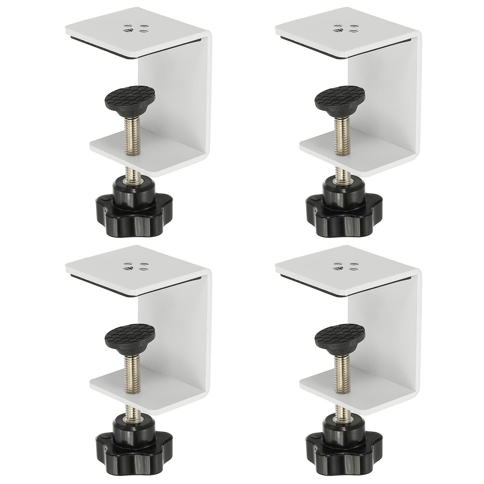 PATIKIL C Clamps, 4 Pcs Heavy Duty Metal Black Desk Clamp Adjustable Mounting Table Clamp with Protective Pad for Fixing Acrylic Glass Plastic Wood Sheets, White