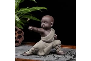 Kingzhuo Miniature Buddha Figurine Ceramic Little Cute Buddha Statue Monk Figurine Creative Baby Crafts Dolls Ornaments Gift Chinese Delicate Ceramic Arts and Crafts kung fu Little Monks (Type 3)