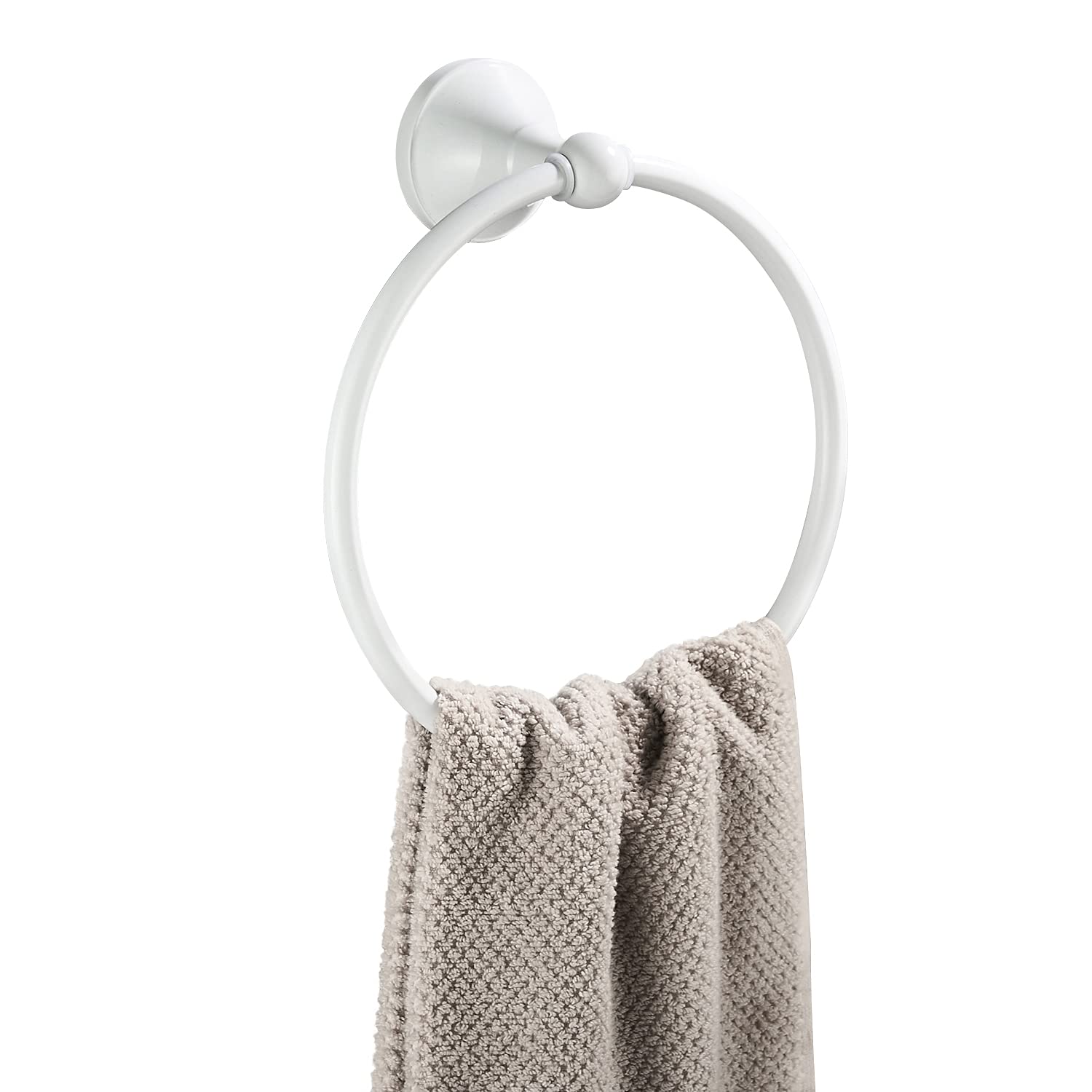 WOMAO Towel Holder White, Bathroom Towel Ring for Hanging Kitchen Round Modern Style Bath Towel Rail Wall Mounted