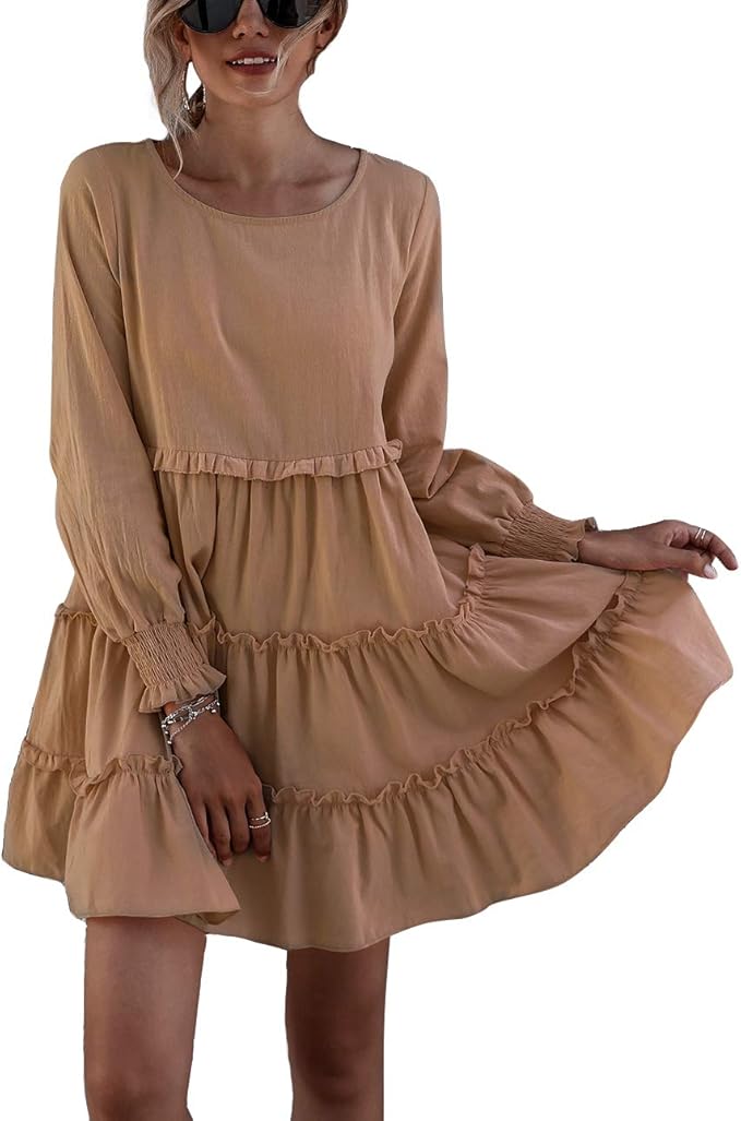 Women 's Dress Long Sleeve One-PiecesLong Sleeve Swing Shift Mini Dresses at Amazon Womenâs 