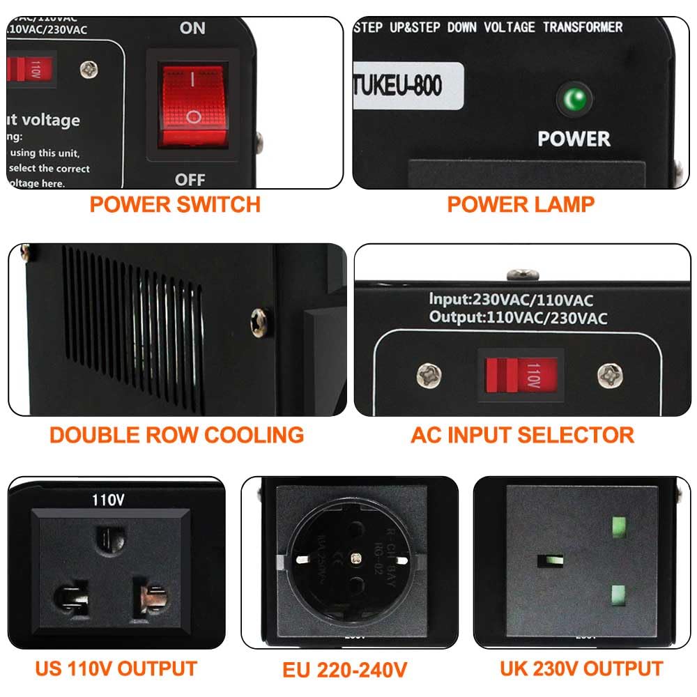 Yinleader Voltage Converter Transformer Step Up/Down Power Converter 110/120V to 220/230/240V for use European, UK and More Overseas appliances in The US