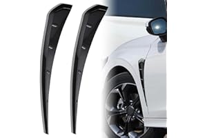 ZBGUN 2 PCS Car Fender Side Vents, ABS Carbon Fiber Spoiler, Fender Decorative Stickers,Air Flow Intake Hole Grille,Compatible with Most Models (Black)