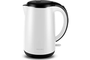 Secura SWK-1701DB The Original Stainless Steel Double Wall Electric Water Kettle 1.8 Quart, White