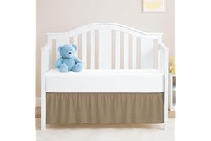 READY TO REST Taupe Crib Bed Skirt, Perfect for Nursery Crib for Boys & Girls with a 14" Drop and Size 28"x 52"