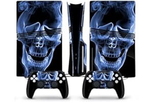 Full Skin Sticker for PS5 Pro Console Disc Edition Vinyl Skin Decal Cover for PS5 Pro Controller (Smoke Skull)