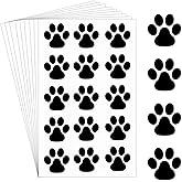 Harloon 20 Sheets 300 Pcs Paw Print Tattoos Temporary Paw Print Face Tattoos Dog Stickers Removable for Cheer Patrol Women Body Arm Foot(Black)