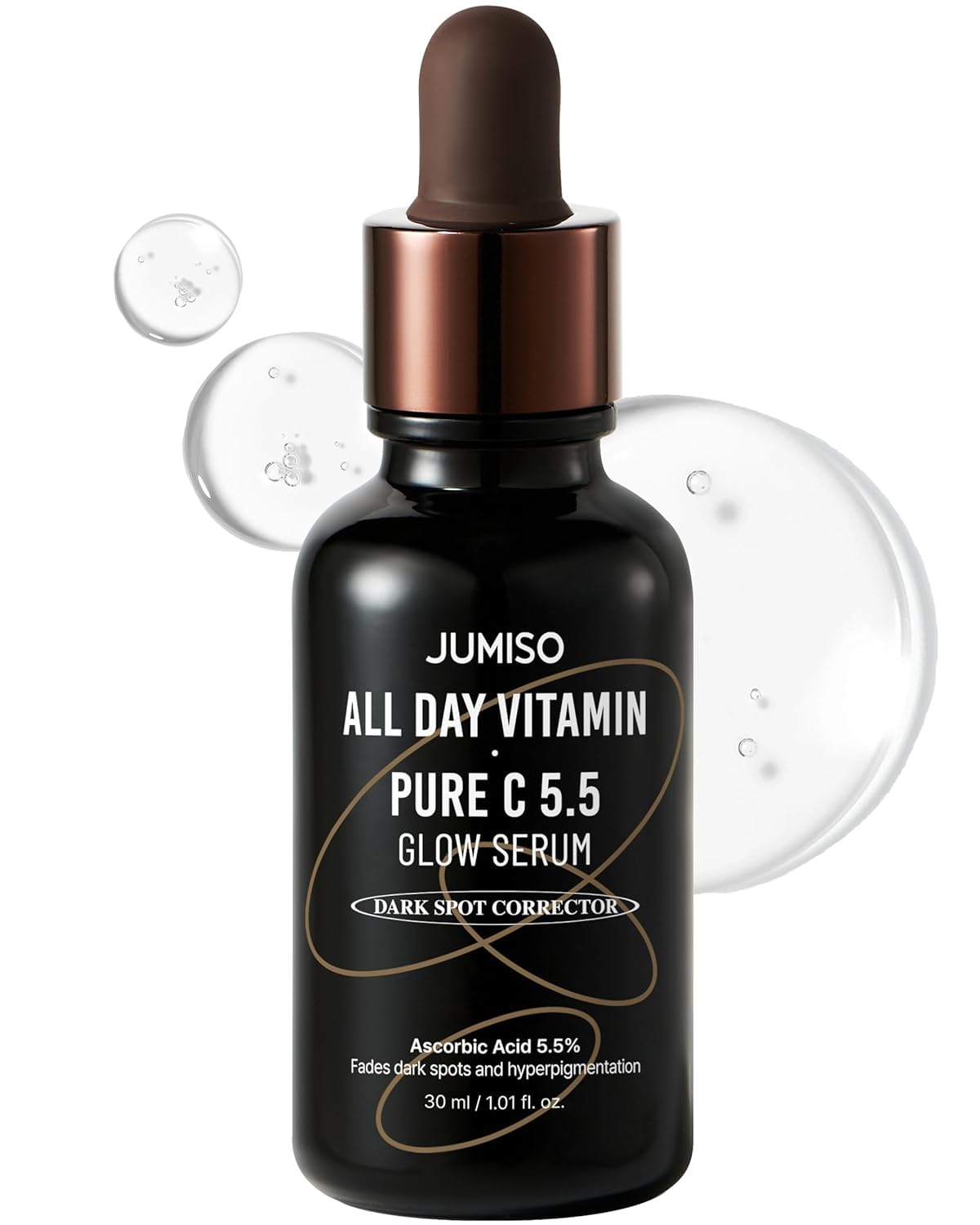 Jumiso All Day Vitamin Pure C 5.5 Glow Serum, L-Ascorbinsäure, Ferulasäure, Tocopherol, Alpha Arbutin, Pure Vitamin C Serum für dunkle Flecken, Mattheit, feine Linien, parfümfrei, ohne Parabene, 30 ml