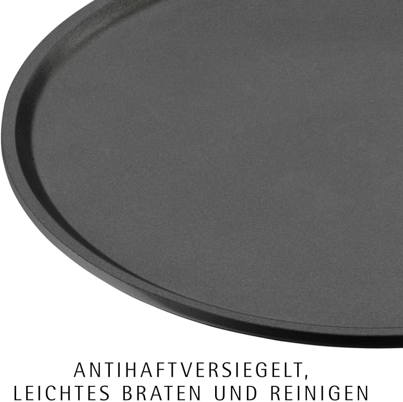 Devil Crepe Pfanne Induktion 27 cm, Crepes Pfanne, Pfannkuchenpfanne mit Teigverteiler und Holzschaufel, Aluguss beschichtet