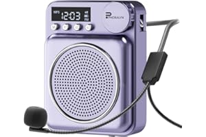 PHORALYN Wireless Voice Amplifier for Teachers, Original Voice Amplifier Wire Microphone, Portable Speaker megaphone for Classroom, Training, Meeting, Instructors, Coaches, Games (Purple)