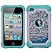 iPod 4 Case, iPod Touch 4 Case, MagicSky [Shock Absorption] Studded Rhinestone Bling Hybrid Dual Layer Armor Defender Protective Case Cover For iPod Touch 4th Generation - Flower2