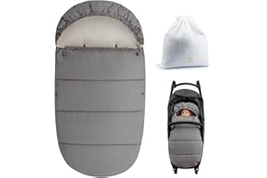Bebamour Universal Stroller Footmuff Waterproof Baby Stroller Bunting Bag Winter Warm Stroller Sleeping Bag Winter Outdoor Tour Toddler Stroller Footmuff (Light Grey)