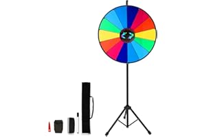 iElyiEsy Spinning Prize Wheel 24 inch with Folding Tripod Floor Stand 44”- 60” Height Adjustable 14 Slots Color Spin Wheel Spinner Game with Dry Erase & Marker Pen for Trade Show