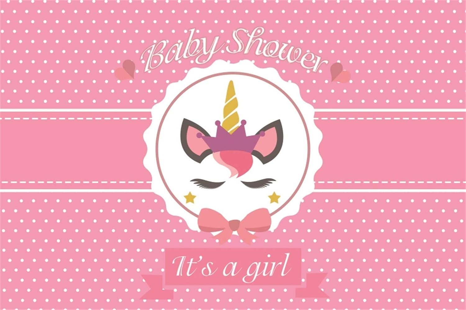 laeacco 5x3ft it s a girl baby shower vinyl photography background cute unicorn icon with crown pink polka dots backdrop gender reveal party banner