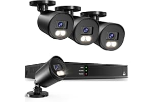 EZFIX H.265+Wired Security Camera System, 8CH 5MP CCTV DVR and 4 x 1080p Bullet Camera Outdoor Indoor Weatherproof Home Security Cameras with 100ft Night Vision, Remote Access, Motion Alerts (No HDD)