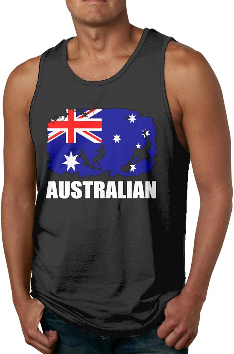 TETYU45 Australian Flag Football Rugby Mens Sleeveless Tank Tops