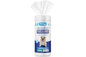 VETNIQUE LABS Vetnique Dermabliss Dog Face Wipes - Medicated Chlorhexidine Wipes for Dogs with Wrinkles, French Bulldog, English Bulldog Dog Grooming Wipes Cleaning & Deodorizing Dog Wipes 60ct