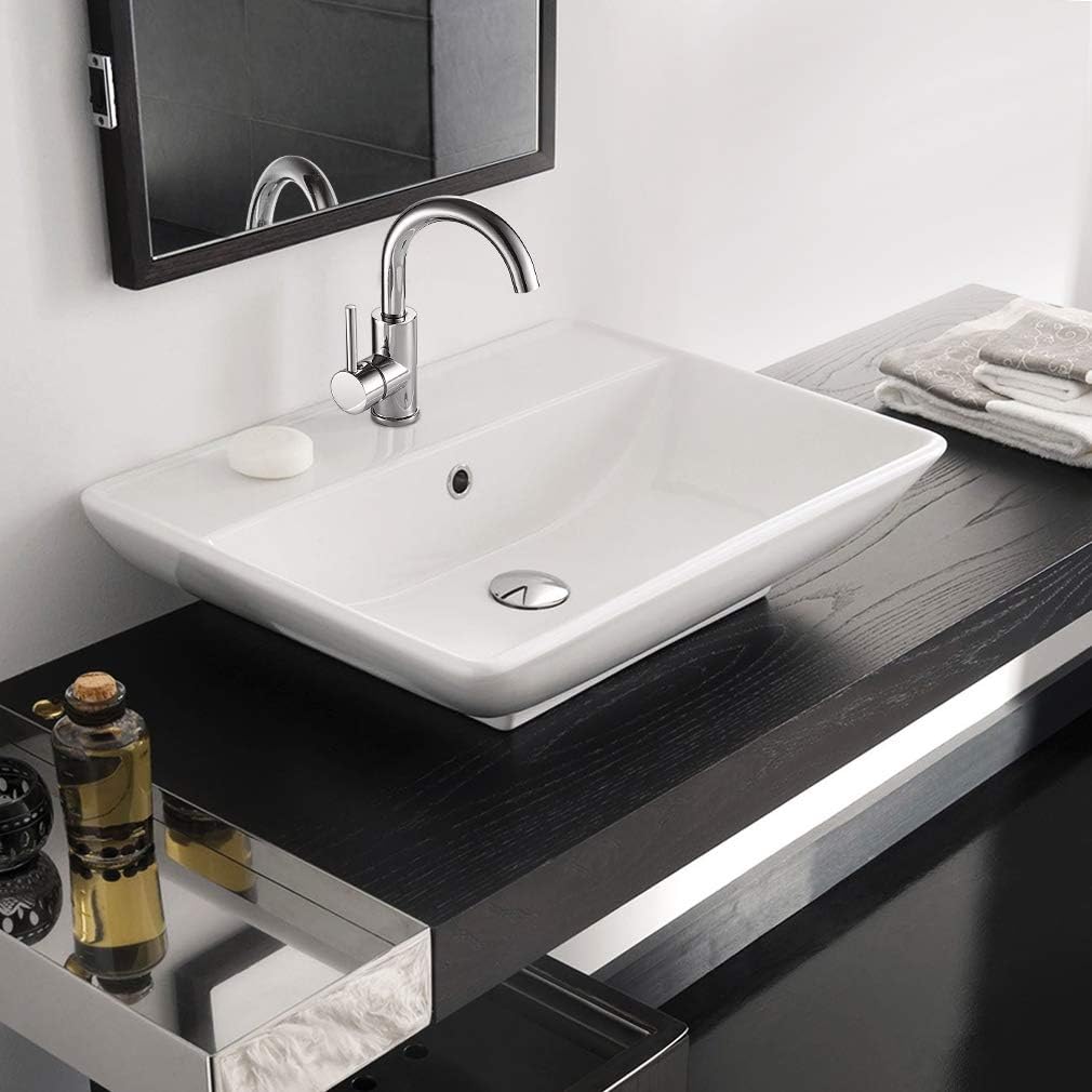 Auralum 360 Degree Swivel Basin Mixer Tap - Single Lever Bathroom Sink Tap with Removable Aerator - Chrome - Image 3