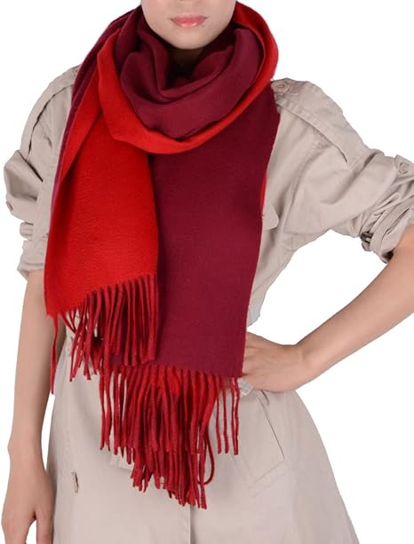 Amazon カシミヤ 100 リバーシブル 大判 ストール ボルドー レッド ストール 通販