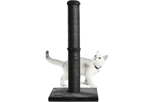 Karolpar 34inch Cat Scratching Post with Natural Sisal Rope 4.3Inch Large Diameter Scratcher Post Tree for Indoor Cats Black