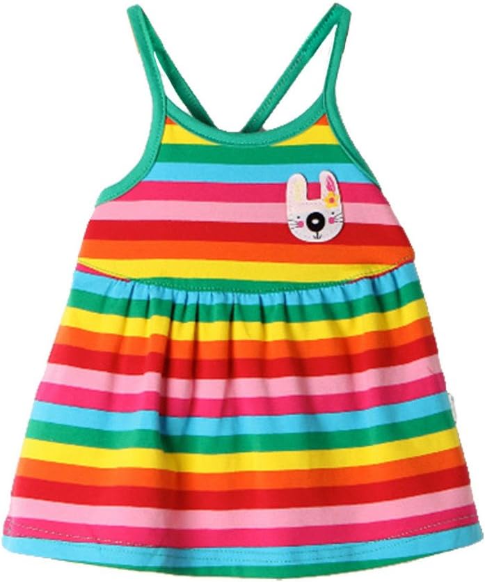 Baby Girls Rainbow Stripe Tutu Dress Suspender Sundress