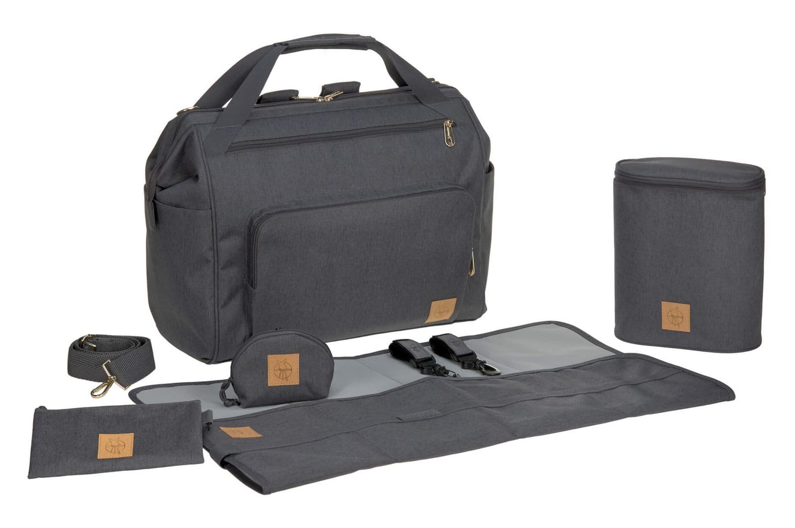 Lässig Baby Nappy Changing Backpack Big for Twins/Goldie Twin Changing Backpack, Anthracite