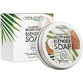 Cinema Secrets Vegan Makeup Brush Cleaner Soap - Brush & Make Up Sponge Cleaner with Scrubber - Formulated with Coconut Oil for Deep Cleansing & Conditioning - Vegan and Cruelty-Free Cleanser (3.5 oz)