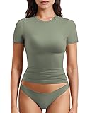 YEOREO Women Fitted Workout Tops Short Sleeve