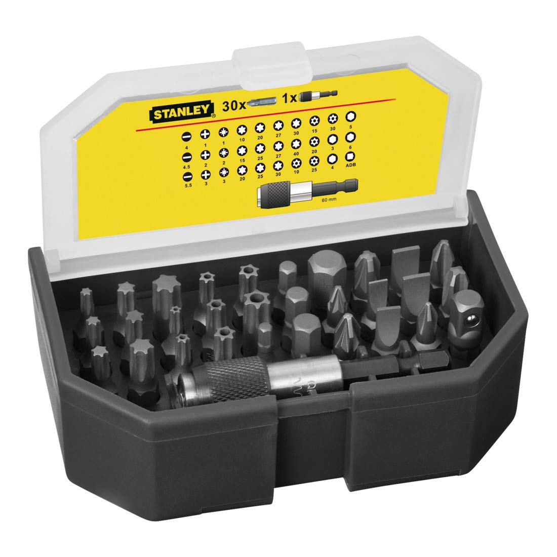 Stanley 1-13-903 Set with Bit Holder, Silver, Set of 31 Pieces