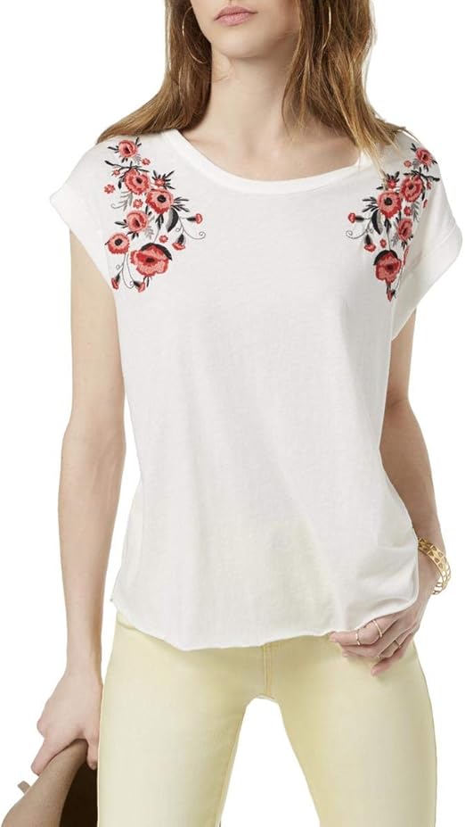 Carbon Copy Womens Modal Blend Embroidered Casual Top White M at Amazon