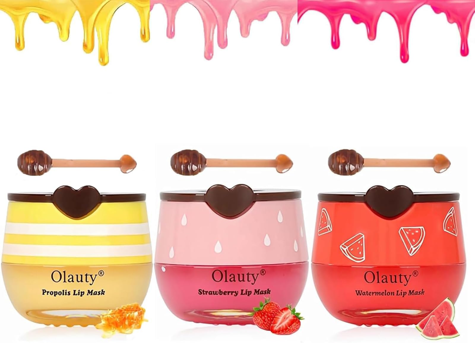 TITIMORE 3Pcs Bee Lip Balm Honey Pot Strawberry Lip Mask Propolis Moisturizing Lip Sleeping Mask Reduces Lip Lines,Hydrating Prevention Dry and Cracked Lip Scrubs Exfoliator Honey Lip Balm Uk