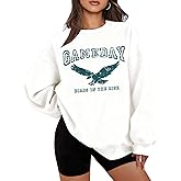 MOUSYA Game Day Sweatshirt Women Football Mom Sweatshirts Oversized Football Season Pullover Sunday Funday Long Sleeve Tops