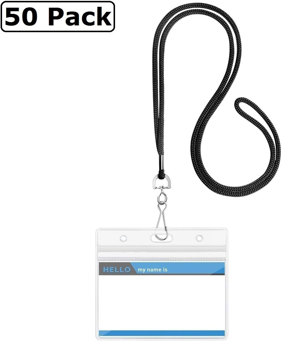 Lanyards with ID Holders and Paper Inserts Clear Plastic