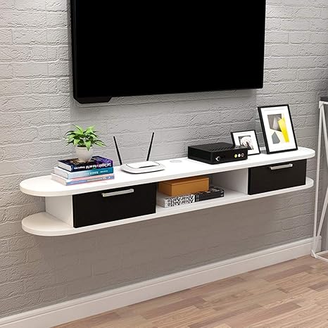Amazon 壁に取り付けられたtvメディアコンソールモダンミニマリストテレビキャビネット複数のサイズが利用可能吊り下げ式テレビ キャビネットプロジェクター棚テレビセットトップボックスシェルフ Color White Black Size 1cm ローボード テレビ台 オンライン通販