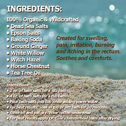 Dr. Cole's Hemorrhoid Sitz Bath Treatment Organic, Herbal Bath Salts That Soothe Itching