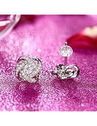 J.Rosée Jewelry Mother's Day Gifts Packing Women 925 Sterling Silver Oval Cut Blue Cubic Zirconia Small Stud Earrings