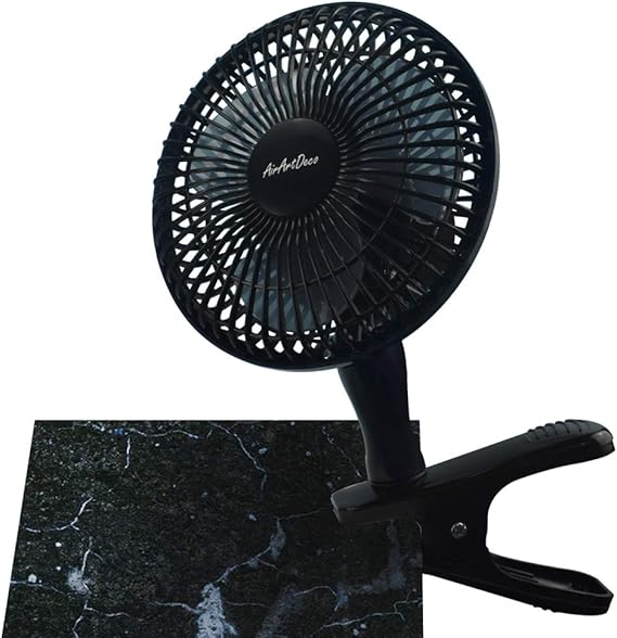 AirArtDeco Clip Fan, 6 Inch Mini Personal Clip on Fan with 2 Speeds