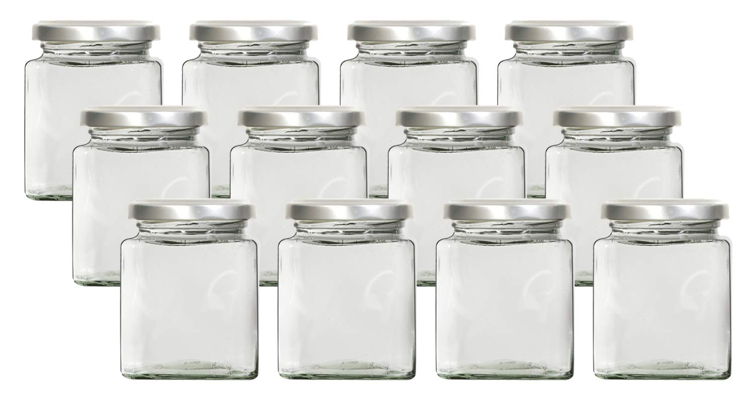 mikken - 12 x spice jars, rectangular 212 ml with labels.