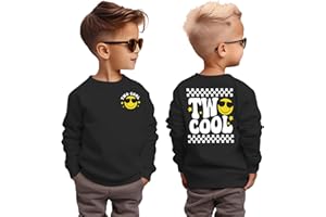 GLIGLITTR Two Cool Birthday Sweatshirt 2nd Birthday Boy Outfits 2 Year Old Toddler Boys Second Bday Party Long Sleeve Shirts