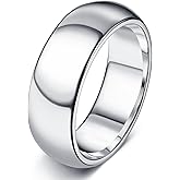 Florideco Stainless Steel Ring Wedding Bands for Women Mens Ring Wedding Band Plain Dome High Polished Size 6 to 10