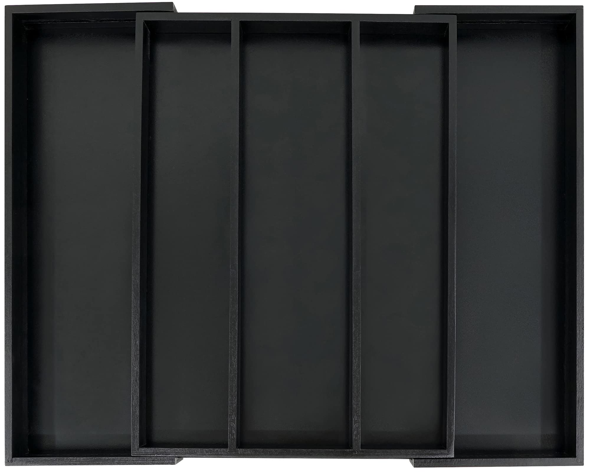 Photo 1 of Utoplike Bamboo Drawer Organizer Kitchen Utensils, Adjustable Black Silverware Holder and Cutlery Tray Organiser, Expandable Drawer Divider for Flatware, Knives in Kitchen, Bedroom, Living Room