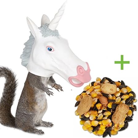 Amazon Com Unicorn Horse Head Squirrel Feeder And Food Ready