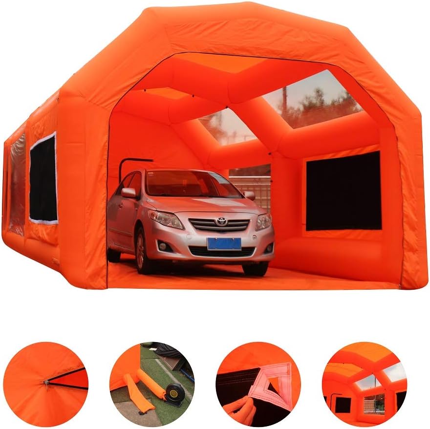Inflatable Paint Booth Mobile Automotive Portable Spray Booths DIY Paint Tent Removable Washable Filter Constant Air Flow (13.1x8.2x8.2 ft)
