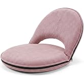 Foldable Floor Chair with Adjustable Back Support - Comfy Cushioned Floor Seat Recliner for Kids &amp; Adults - Flexible Classroom Seating, Gaming Reading Meditation Chair, Pink