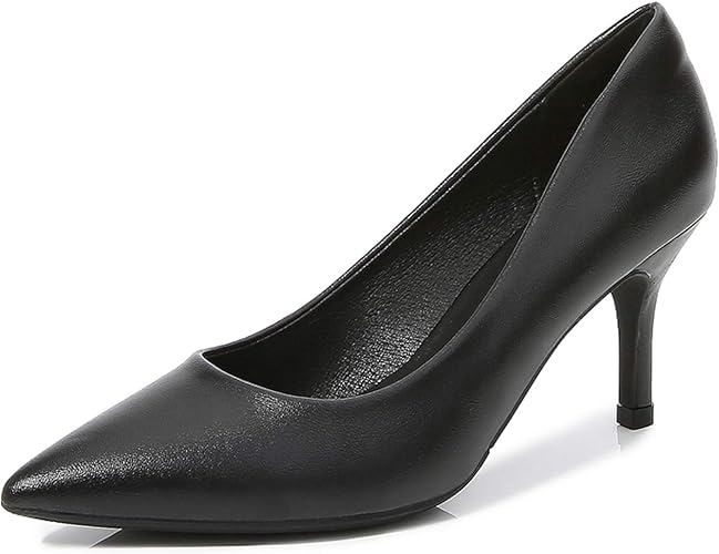 Amazon ノーブランド 品 パンプス 7cm 5cm 3cmヒール 黒パンプス ミドルヒール 小さいサイズ おしゃれ ファッション ポインテッドトゥ ローヒール 合成皮革 黒 ピンヒール 甲浅 女性 美脚パンプス オールシーズン 痛くない ノーブランド 品 パンプス
