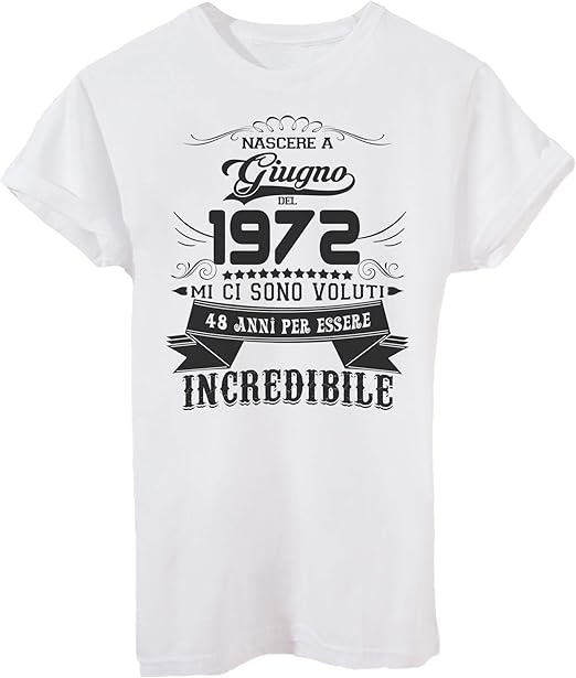Image T Shirt Compleanno Nato Ad Giugno Del 1972 48 Anni Per Essere Incredibile Eventi Amazon It Abbigliamento