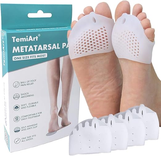 Temiart Metatarsal Pads (2 Pairs) Ball of Foot Cushion